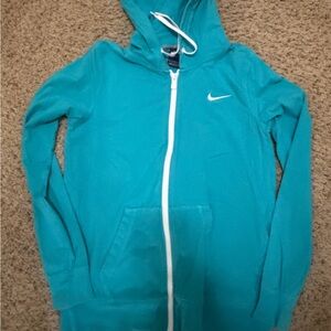 Nike women’s full zip hoodie sweatshirt -turquoise/Aqua blue- size L